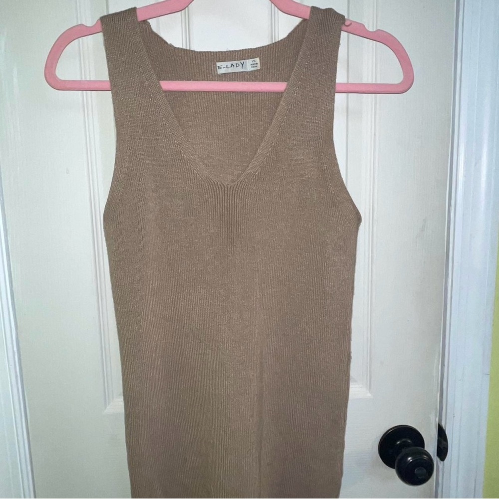 E-Lady Tan Sleeveless Knit Tank  Top